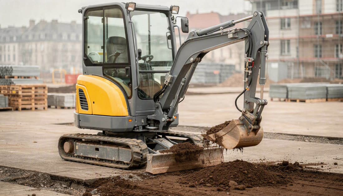 Minibagger auf der Baustelle